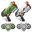 Laser Tag, Laser Tag Guns Set of 2 with Innovative Fog Effect Vests, Indoor Outdoor Game Toys for Kids & Teenager Ages 8-12, Adults and Family Lazer Tag Gifts Toys for Birthday Holiday（White&Green）
