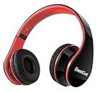 BestGot Kids Headphones for kids boys Wired with Microphone with Detachable 3.5mm Cable (Black/Red)