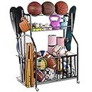 Mythinglogic Garage Storage System, Garage Organizer with Baskets and Hooks, Sports Equipment Organizer for Sports Gear/Toys,Garage Ball Storage for Indoor/Outdoor Use