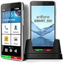 artfone SMART_500 4G Smartphone 3G+32G, Display 5” Telefono Cellulare per Anziani, Senior Telefoni per Persone Anziane, Funzione SOS, Volume Alto, USB-C, 13+5MP Camera, 2550mAh con Base di Ricarica