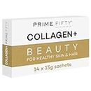 Prime Fifty Liquid Collagen 5,000mg, 14 x 15ml Sachets – Passion Fruit Flavour – Bio-Marine Collagen Supplements for Women – Biotin, Retinol, Selenium & Vitamins A, D, C & B12