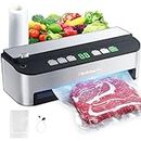 Vacuum Sealer Machine, Beelicious® 85KPA Fully Automatic 8-IN-1 Food Sealer with Bags Storage, Build-in Cutter, Moist Mode and Air Suction Hose | Digital Countdown | Sous Vide