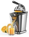 Healnitor 150W Electric Citrus Juicer Squeezer with 2 Cones, Stainless Steel Quiet Orange Juice Extractor Machines for Lime Grapefruit Lemon, Detachable Design