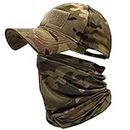 ehsbuy Baseball Caps for Men with Cooling Neck Gaiter Face Scarf Mask Army Tactical Military Hat Neck Tube Snoods for Running Hunting Camping Cycling Fishing Outdoor Sports