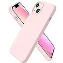 ORNARTO Compatible with iPhone 13 Case 6.1, Slim Liquid Silicone 3 Layers Full Covered Soft Gel Rubber Case Cover 6.1 inch-Chalk Pink