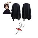 Doberyl Pack of 2 Hair Cutting Sheet Cape; Hairdressing Salon Aprons for Men and Women For Personal And Professional Use, FREE Barber Moustache Hair Cut Scissor (Color may vary)