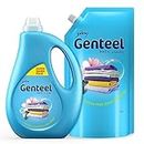 Genteel Matic Liquid Detergent 1kg bottle + 1kg Refill Pouch | For Top load Washing | No Soda Formula | with Added Fabric Conditioner