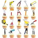 51 Pieces Tools Cupcake Toppers Instrument Cake Decoration Tool Stickers (2 in 1) Tools Hammer Screwdriver Pliers Electric Drill Theme for Kids Girls 1st 2nd Happy Birthday Baby Shower Party Supplies