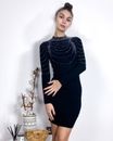 CY Boutique Long sleeves Embellished bodycon dress in black