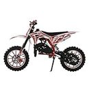 Saterkali 49cc 2-Stroke Mini Dirt Bike for Kids, Kid Gas Powered Dirt Bike, Hand-Pull Start, Off-Road Motorcycle Gas Pocket Bike with Front Rear Disc Brakes, Racing for Teens Max Speed 40 KM/H