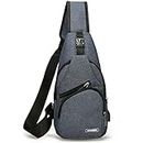 TASLAR Cloth Waterproof Crossbody Backpack Sling Chest Shoulder Messenger Bag Outdoor Travel Multi-Functional Lightweight with Charging Port for Men Women (Navy Blue) Size : Small