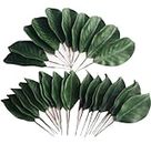 30pcs Artificial Magnolia Leaves, Fake Green Leaves Faux Magnolia Greenery for DIY Wedding Party Home Decorations