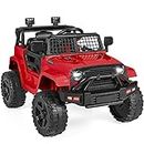 Best Choice Products 12V Kids Ride On Truck Car w/Parent Remote Control, Spring Suspension, LED Lights, AUX Port - Red