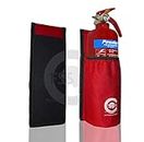 CAR Van Taxi FIRE Extinguisher. Requires NO Screws NO Brackets NO Hooks. 1 KG ABC Dry Extinguisher with Universal CAR Taxi Van FIRE Extinguisher Holder Pouch with Heavy Duty Sticky Back.