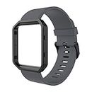 Simpeak Sport Band Compatible with Fitbit Blaze Smartwatch Sport Fitness, Silicone Wrist Band with Meatl Frame Replacement for Fitbit Blaze Men Women, Small, Dark Grey Band+Black Frame