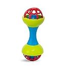 Kids Mandi Plastic Colourful Lovely Attractive Baby Dumbbell Shape Rattle & Teether Toys Set of 1 Pcs for Babies, Toddlers, Infants & Children (Multicolour)