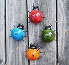 GIFTME 5 Metal Garden Wall Art Decorative Set of 4 Cute Ladybugs Outdoor Wall Sculptures