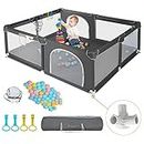 COMOMY Baby Playpen 200 x 180 x 66 cm, Playpen for Babies and Toddlers, Extra Large Play Pen with Activity Centre for Kids Indoor and Outdoor Use, Playard with Non-Slip Base, Breathable Mesh