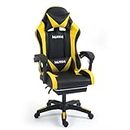 KOZEN Gaming Chair with Retractable Padded Footrest, 135 Recliner Chair | Ergonomic Chair with Premium PVC Fabric, Computer Chair with Adjustable Headrest & Lumbar Cushion, Yellow, 1