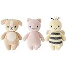 cuddle + kind Baby Animal Bundle - Baby Puppy, Baby Kitten(Blush), Baby Bee - Set of 3 Lovingly Handcrafted, Fair Trade, Heirloom Quality