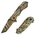 ESaure Spring Assisted Open Folding Knife - Pocket Knife with Clip, EDC Knife, Cool Graphic Design. Perfect for Camping, Hiking, Tactical Hunting. Suitable for Men and Women.…