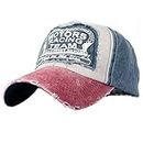 YULOONG Classic Baseball Cap 100% Cotton Vintage Washed Denim Dad Hat Adjustable Size for Man Women Unisex (Wine Red A)
