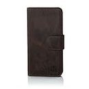 32nd Premium Series - Real Premium Leather Book Wallet Case Cover For Apple iPhone 6 Plus & 6S Plus, Real Leather Flip Design With Card Slot, Magnetic Closure and Built In Stand - Dark Brown