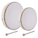 Foraineam 10 Inch & 8 Inch Hand Drum Percussion Wood Frame Drum with Drum Stick