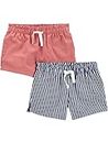 Simple Joys by Carter's Girls' Knit Shorts, Pack of 2, Coral Pink/Navy Stripe, 4T