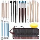 SITAKE Polymer Clay Tools Set, 25 Pcs Ceramic Clay Modeling Sculpting Carving Tools for Rock Painting, Cake Fondant Decoration, Pottery, Ceramics Artwork & Holiday Crafts