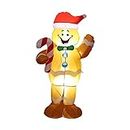 WIVAYE Gingerbread Man Christmas Inflatables,4.9ft Height Christmas Inflatable Snowman with Bulit-in lights, LED Gingerbread Man Blow Up Yard Decoration for Party Decor, Coffee