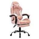 MIXASTEP Gaming Chair for Kids Computer Chair with Footrest and Lumbar Support, Ergonomic Cute Gamer Chair, Racing Reclining PC Game Chair for Girl, Teen, Kids, Pink