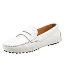 Shenduo Classic, Mocassins Femme Cuir - Loafers Multicolore - Chaussures Bateau & de Ville Confort D7052 Blanc 39