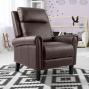Adjustable Single Sofa PU Leather Recliner Chair, Push Back Recliner w/ Arms