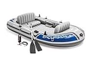 Intex Excursion Inflatable Boat Set with Aluminium Oars and Pump, 4 Person