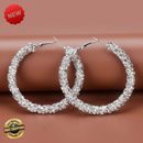 Earrings for women Hoop Silver Diamante Rhinestone Full Crystal Jewelry Wedding