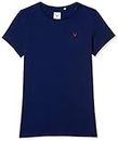 Allen Solly Junior Girl's Solid Regular Fit T-Shirt (AGKCCRGFI69981_Blue 6 | 5-6 Years)