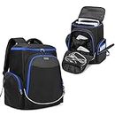 Trunab Console Carry Bag Backpack Compatible with PS5/PS4/PS4 Pro/PS4 Slim/Xbox One/Xbox One X/Xbox One S, Travel Case with Multiple Pockets for 15.6” Laptop, Game Accessories, Blue, Patented Design