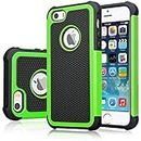 iPhone SE Case, iPhone 5S Cover, Jeylly Shock Absorbing Hard Plastic Outer + Rubber Silicone Inner Scratch Defender Bumper Rugged Hard Case Cover for Apple iPhone SE/5S - Green