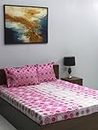 Bombay Dyeing Glory 104 TC 100% Cotton Geometric Queen Bedsheet with 2 Pillow Cover (‎2.24 x 2.44 Mtrs) | Pink