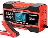 10Amp Car Battery Charger, 12V/24V Automatic Battery Charger with 7-Stage Charging and LCD Screen, Intelligent Charges, Repair, Maintains for AGM, WET & GEL Lead Acid Batteries