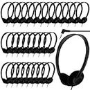 Yunsailing 30 Pack Class Set Headphones for Kids School Earphones Over Head Bulk Colored Classroom Headphones on Ear Earbuds Adjustable with 3.5 mm Jack for Libraries Students Teens Adults (Black)