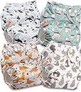 Littles and Bloomz - Pañal reutilizable con bolsillo para bebé, pañal de tela de tamaño estándar, 4 pañales, FLP2-0406