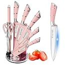 Sharp Kitchen Knife Set with Rotating Block – 9pcs Stainless Steel Knife Block – 360 Degree Rotating Acrylic Stand Chef Knife Set for Chopping, Slicing, Dicing Cutting, Anti-Rust Kitchen Knife Sets