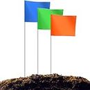 Zozen 100Pack Marking Flags, Orange&Green&Blue, Marker Flags for Lawn, 15x4x5 Inch Landscape Flgs, Irrigation Flags, Lawn Flags,Yard Markers, Match with for Distance Measuring Wheel.