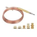 Gas Stove Universal Thermocouple Fireplace Replacement Kit Adaptors, 900mm M8X1 End Connection, Thermocouple Replacement with Five Nuts for Heating Device, Other Burning Appliances