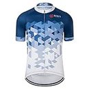 GCRFL Men's Cycling Jersey Short Sleeve Biking Shirt with 4 Rear Pockets Breathable Quick Dry Bicycle Jersey, Blue White, X-Large