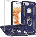 Folmeikat iPhone 8 Case, iPhone 7 Case,iPhone 6s/ 6 Case Screen Protector 360 Degree Rotating Metal Ring Slim Shock Absorption Reinforced Corner Soft TPU Silicone Case 4.7" (Blue)