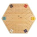 Hey! Play! Classic Wooden Strategic Thinking Game-Complete Set with Board, 24 Colored Marbles, 2 Dice-Fun Vintage 6-Player Game for Kids and Adults