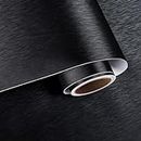 VaryPaper 15.7''x78.7'' Black Brushed Stainless Steel Contact Paper for Appliances Black Metallic Wallpaper Waterproof Peel and Stick Wallpaper for Kitchen Dishwasher Cover Fridge Refrigerator Wrap